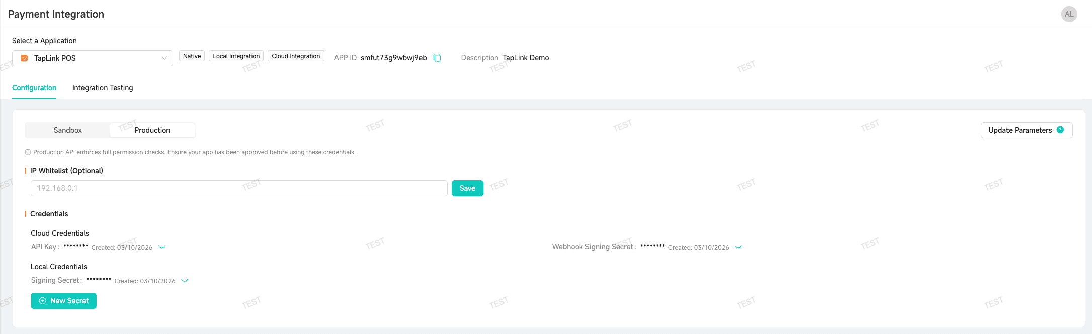 Application Security Configuration