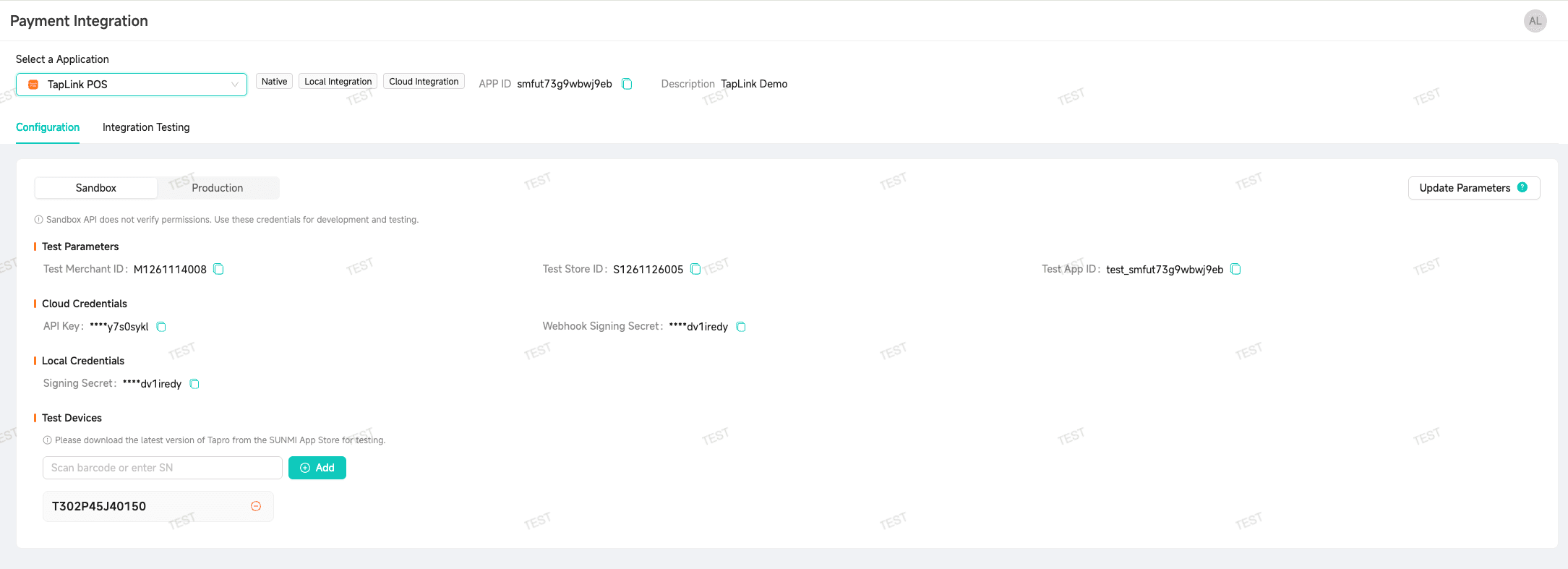 Sandbox Parameters